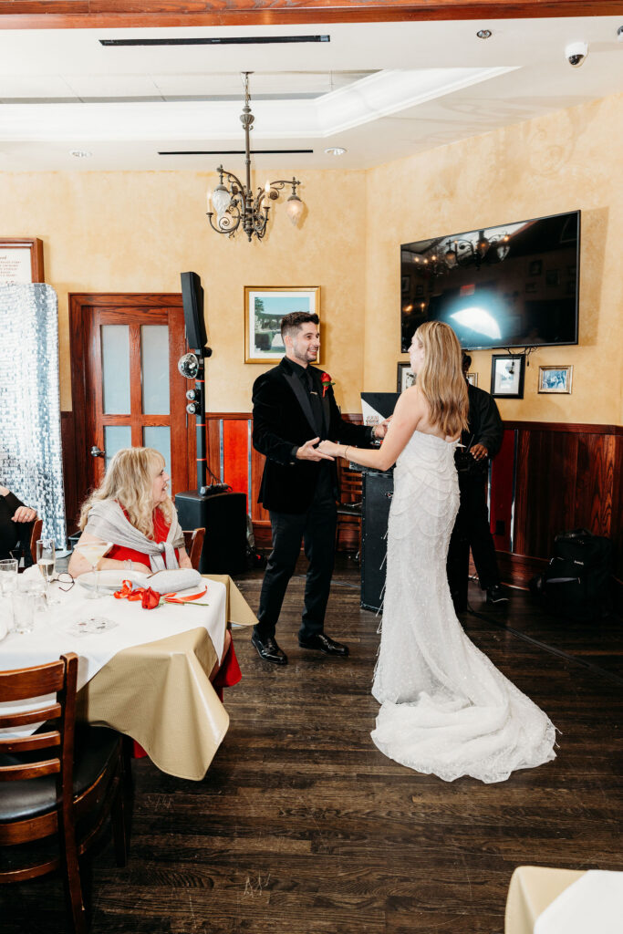 Newly married couple at their first dance
