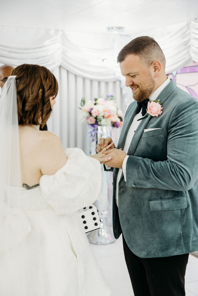 bride ad groom emotional during their ceremony