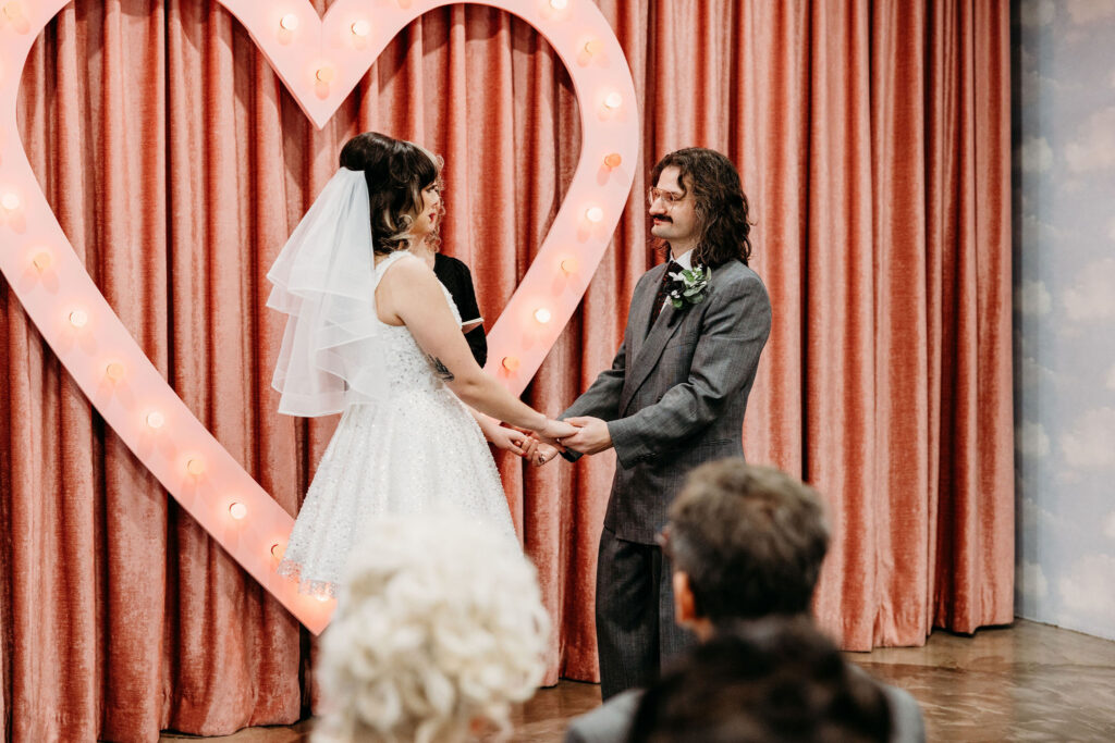 Bride and groom emotional during their wedding ceremony