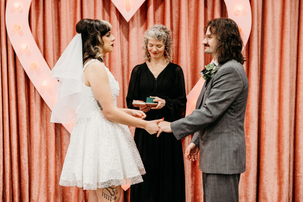 Bride and groom at their intimate Las Vegas wedding