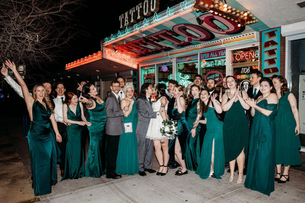 Picture of the newly married couple with their friends