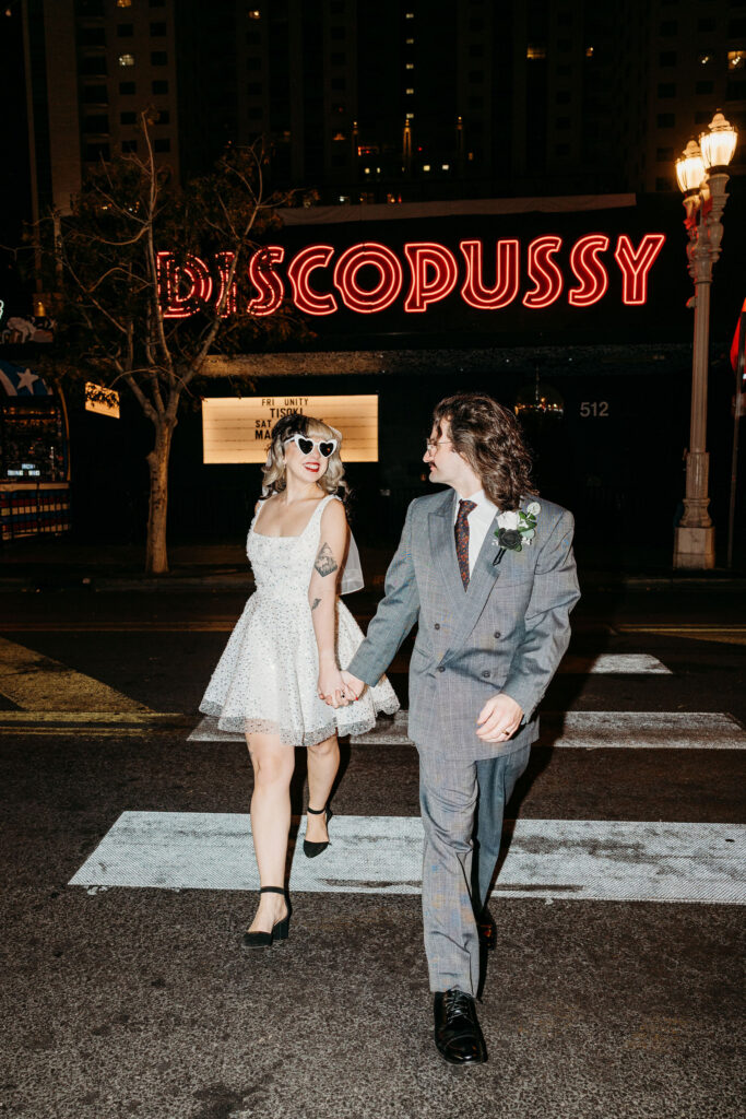 Desiree & Ryan’s Artsy Las Vegas Elopement at Sure Thing Chapel and Fremont Street