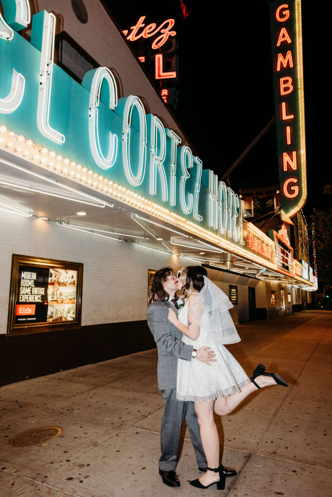 Beautiful portrait of the newly married couple kissing