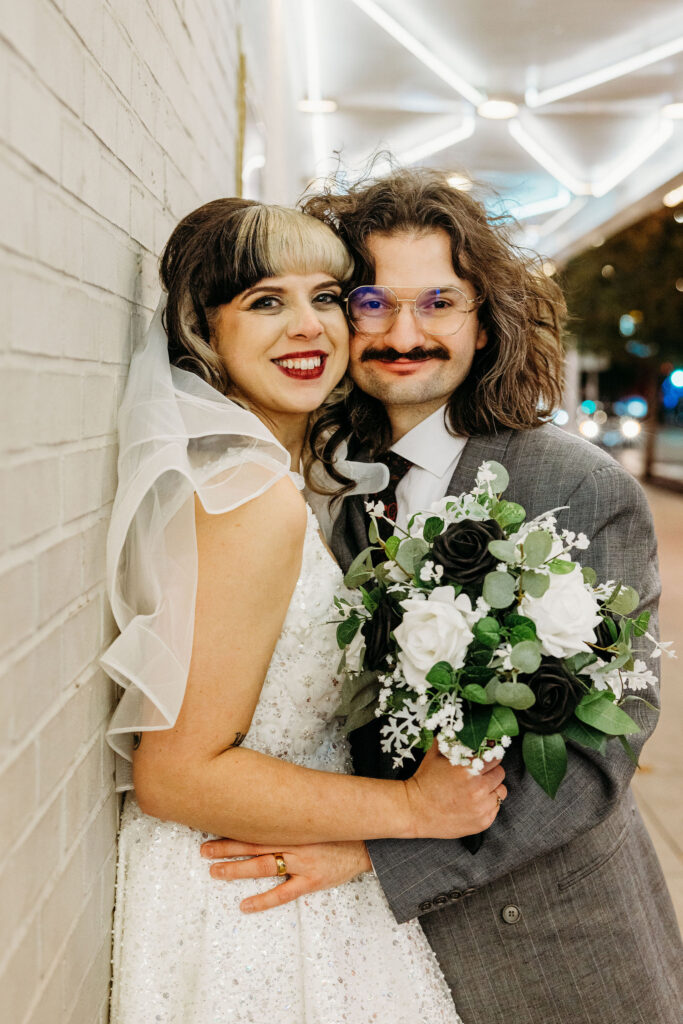 Playful bridal portraits in Fremont Street