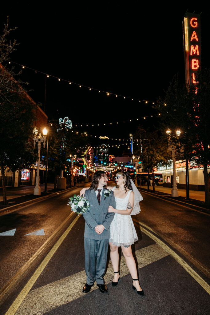 Desiree & Ryan’s Artsy Las Vegas Elopement at Sure Thing Chapel and Fremont Street