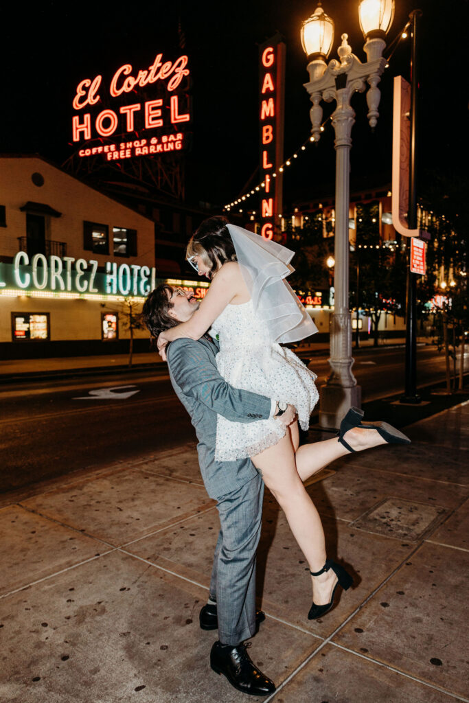 Desiree & Ryan’s Artsy Las Vegas Elopement at Sure Thing Chapel and Fremont Street