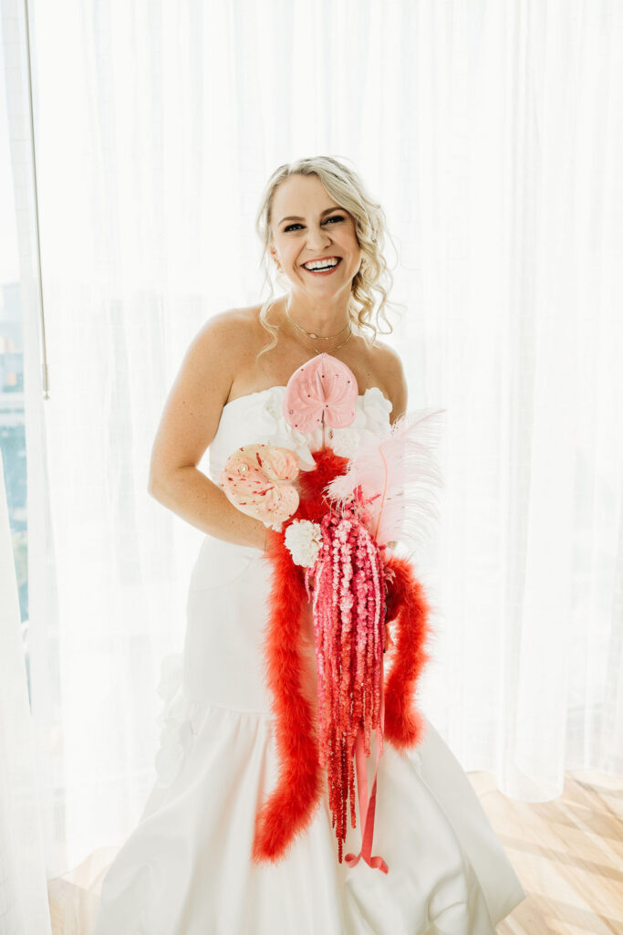stunning portrait of the bride before her ceremony
