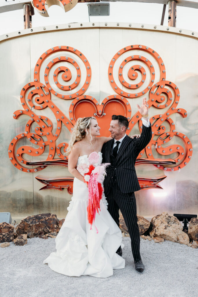 cute picture of the newlyweds smiling at each other