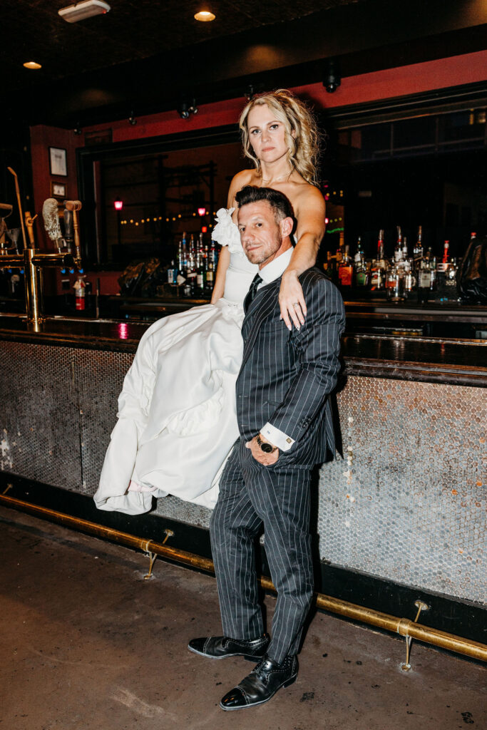 cute picture of the newlyweds at their wedding reception