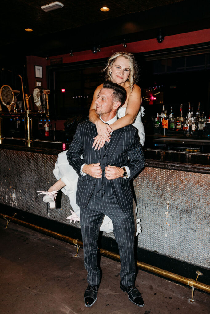 cute picture of the newlyweds hugging