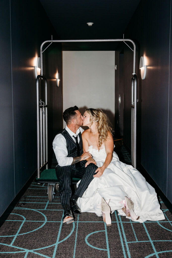 picture of the bride and groom kissing during their photoshoot