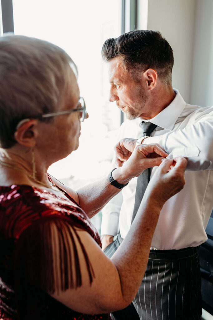 groom getting ready for his ceremony