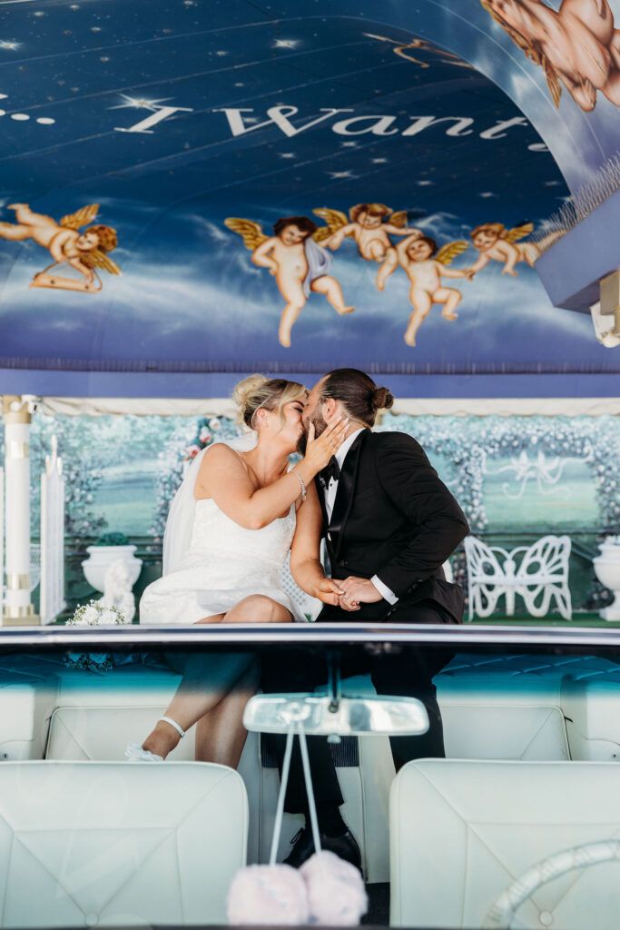 picture of the newlyweds kissing