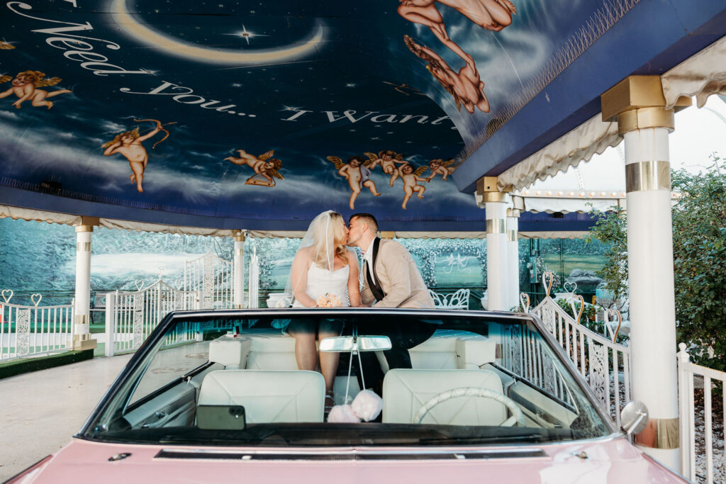 newlyweds kissing after their ceremony