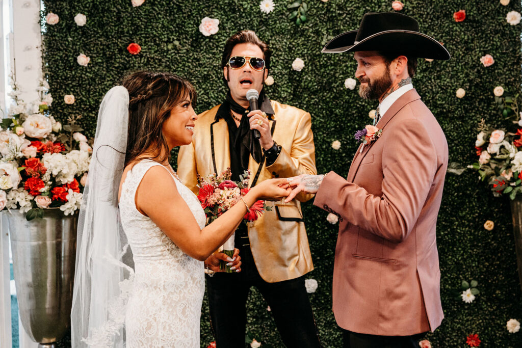 bride and groom at their intimate wedding ceremony