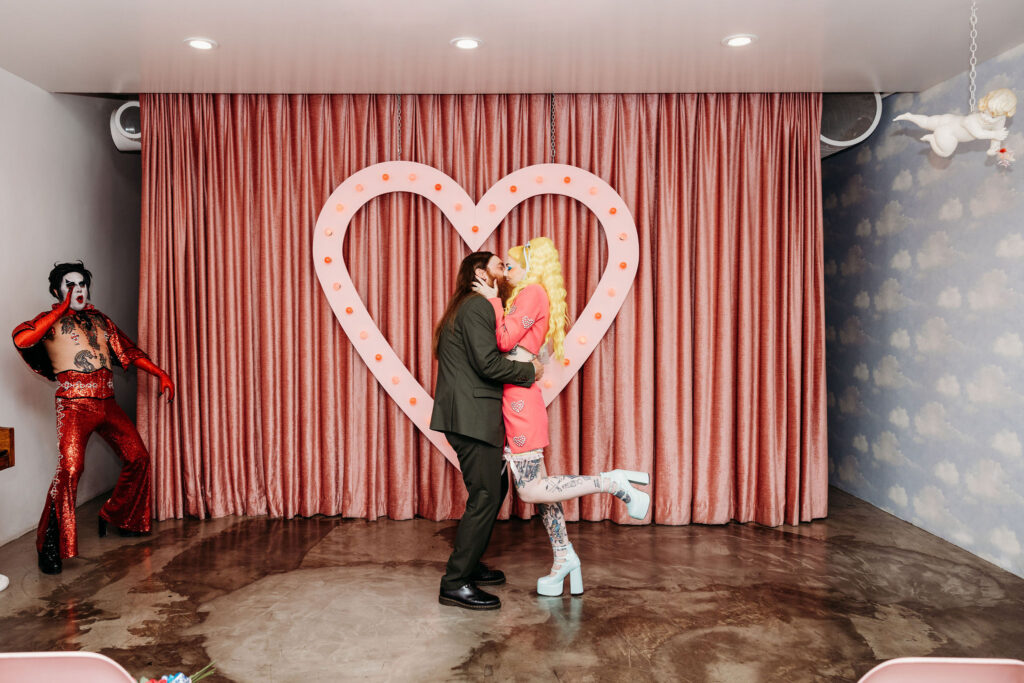 picture of the newlyweds kissing after their elopement ceremony