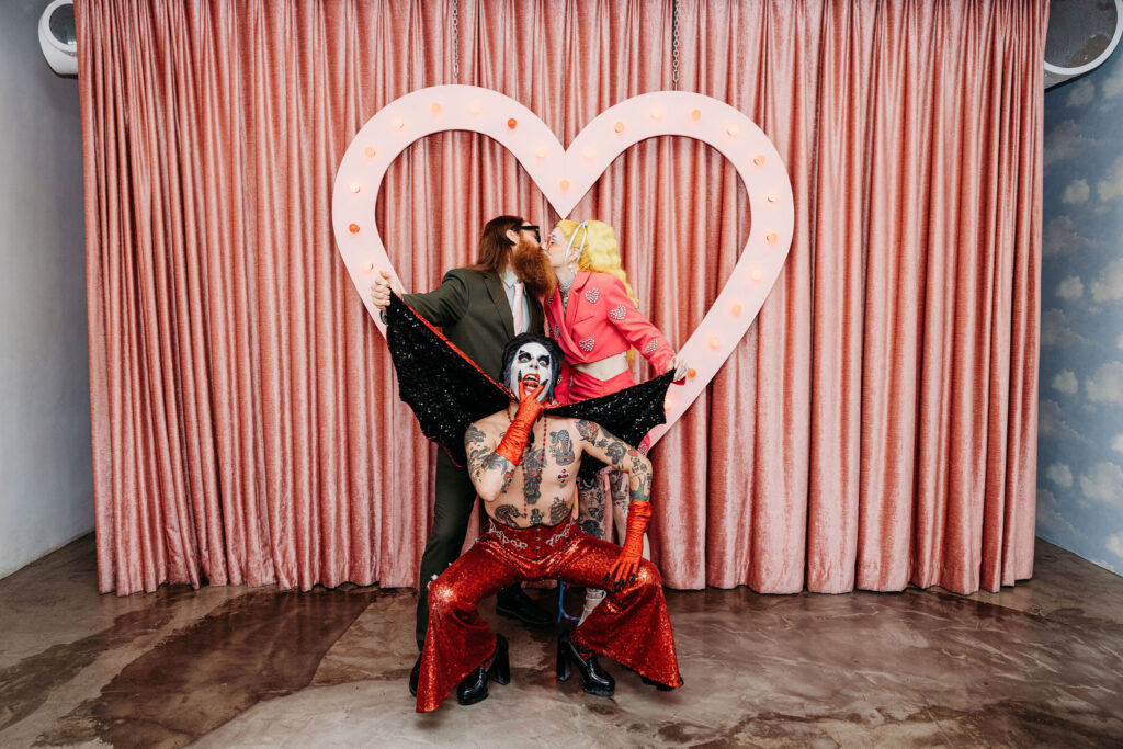 cute picture of the newlyweds kissing