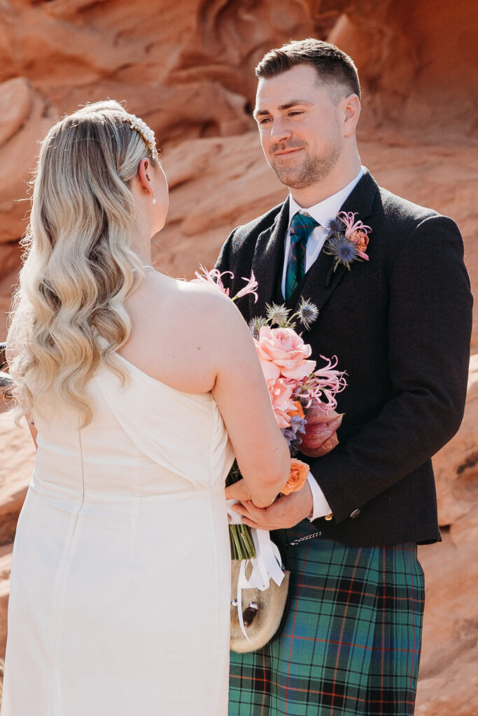 bride and groom emotional during their ceremony
