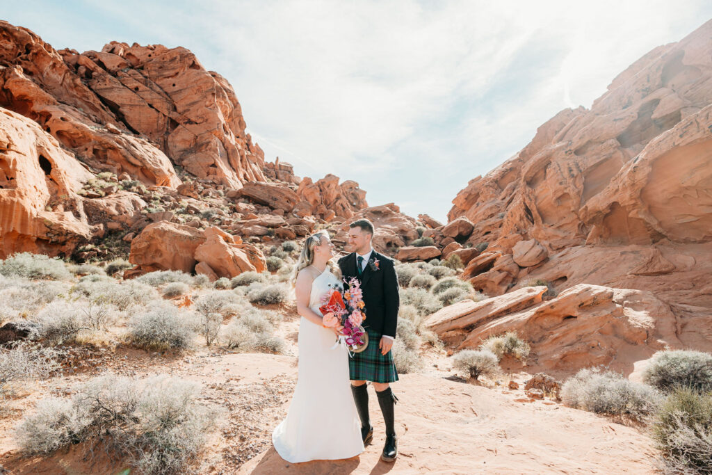 Newly married couple at their bridal portraits