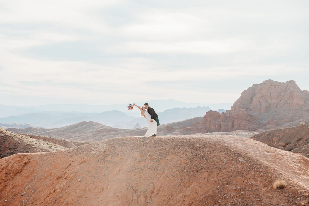 Romantic elopement portraits in the desert