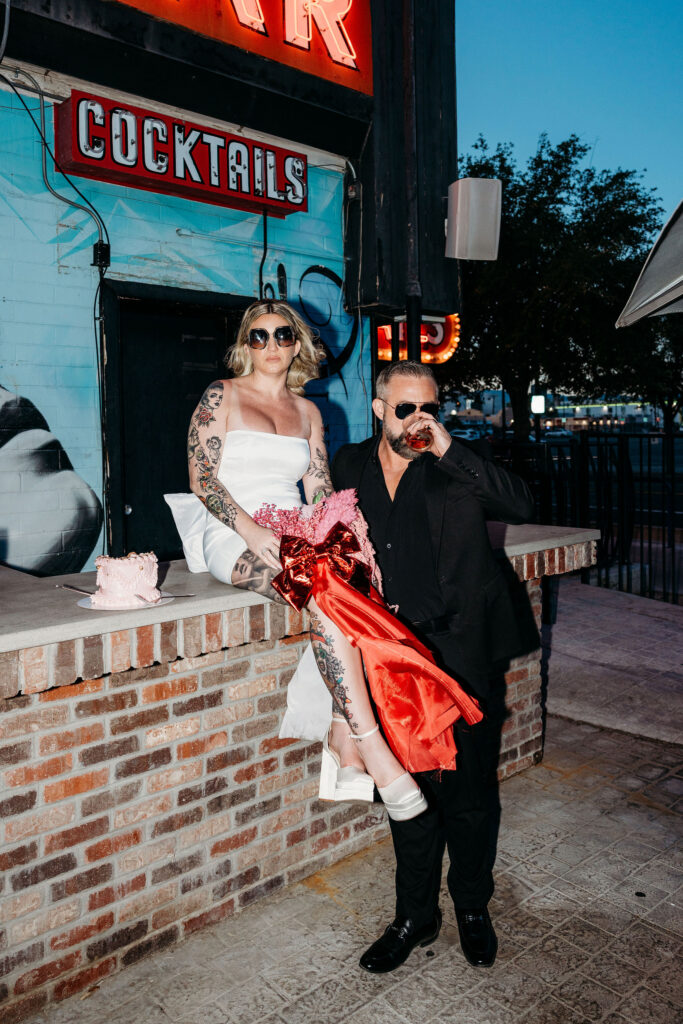 cute picture of the bride and groom at their dream photoshoot