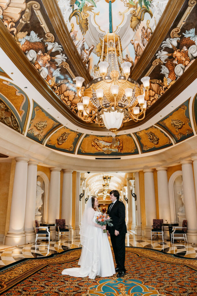 Cute picture of the bride and groom, laughing with each other