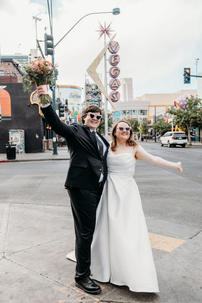 Couple at their dream bridal portraits in downtown Las Vegas Vegas