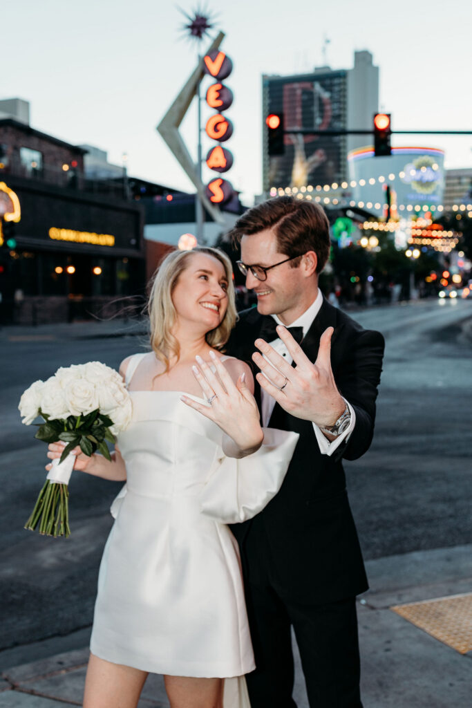 Couple showing their wedding rings