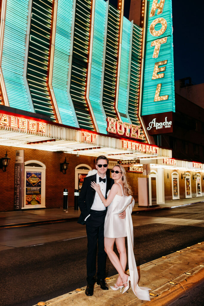 Couple celebrating their elopement in Las Vegas