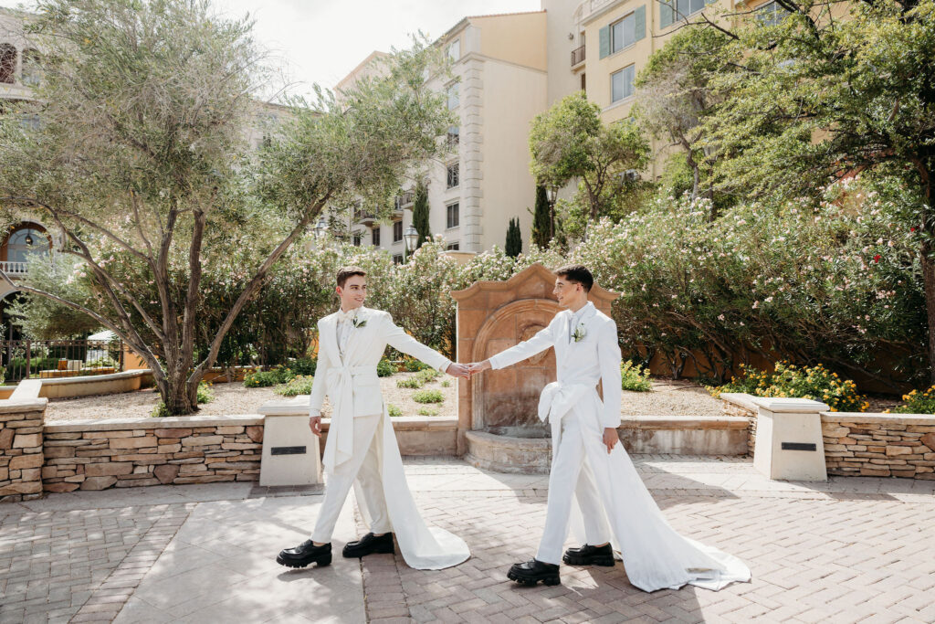 cute picture of the couple holding hands during their bridal portraits