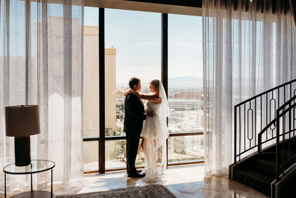 cute picture of the bride and groom kissing