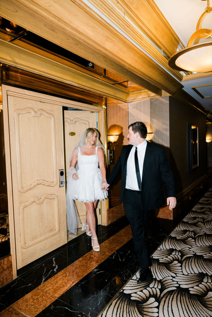 bride and groom before heading to their wedding ceremony