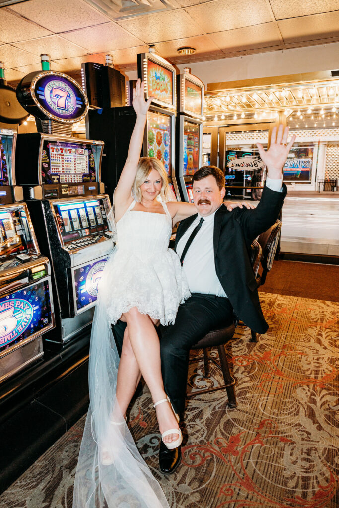 fun bridal portraits at a casino
