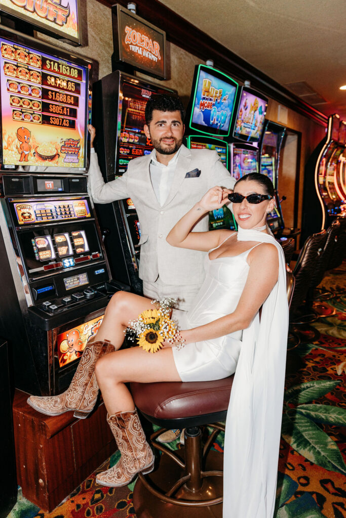 fun bridal session at the casino