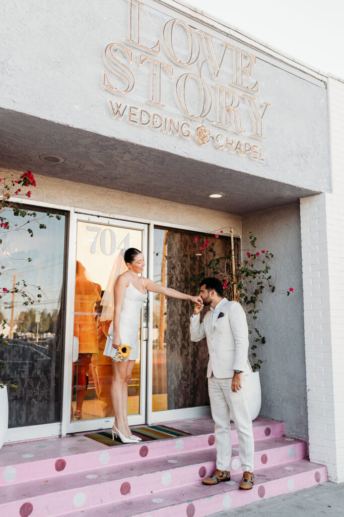 cute picture of the bride and groom before the ceremony